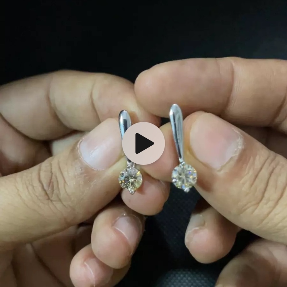 2.16Ct Vvs1:- Golden Yellow Real Moissanite Diamond Dangle .925 Silver Earrings - Picture 2 of 5